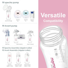 Maymom Wide-Mouth Milk Storage Collection Bottle with Travel Cap n Sealing Ring; Compatible with Avent Natural Avent Classic Bottles, Motif Luna Bottles, Ameda MYA Bottle, Spectra Bottle; Pink 4PC