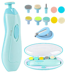 Gnker Baby Nail Trimmer File Electric Safe Nail Clippers with Light for Newborn or Toddler Toes and Fingernails, 12 in 1 with 4 Replacement Pads and Nail Cutter