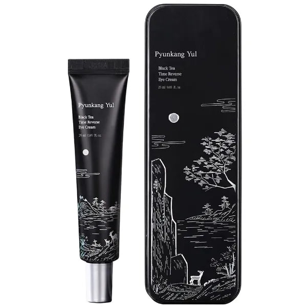 Pyunkang Yul PKY Black Tea Time Reverse Eye Cream, Hyaluronic Acids, Ceramide Rich Nourishment, Moisture Barrier and Peptides Increasing Skin Elasticity, Fermented Black Tea 0.85 fl.oz