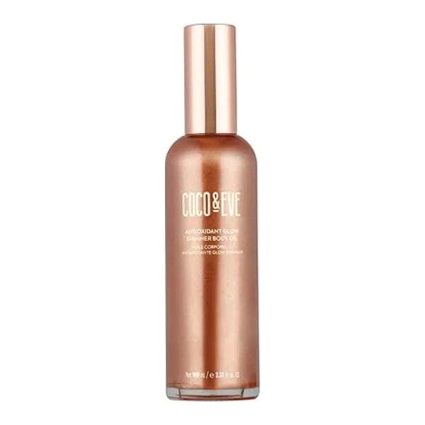 Coco & Eve Antioxidant Glow Shimmer Body Oil Lightweight Skin Illuminator with Pearlescent Minerals, Natural Glitter, Antioxidants for Shimmering, Moisturizing and Healthy Glow 3.38 Fl Oz