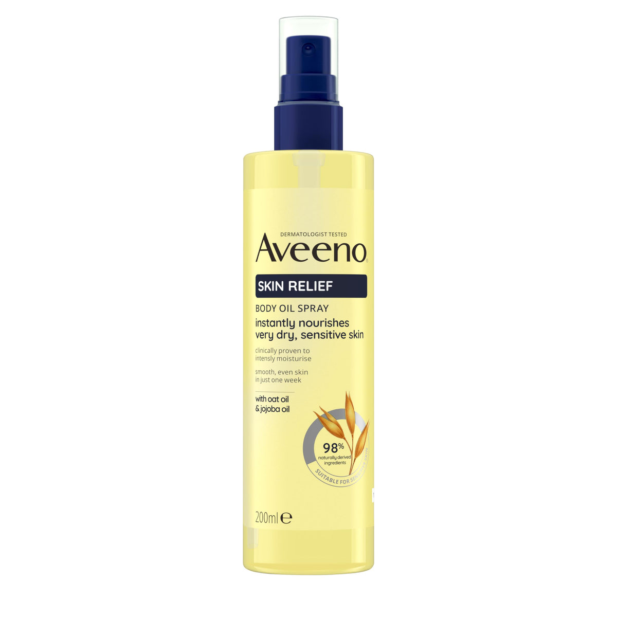 Aveeno Skin Relief Body Oil Spray, With Oat Oil & Jojoba Oil, Suitable For Sensitive Skin, Instantly Nourishes Very Dry, Sensitive Skin, Suitable for a Massage - 200ml