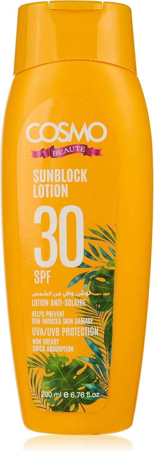 CD COSMO DESIGNS Beaute Sunblock Lotion SPF-30 Protection, Non Greasy | Blue Light Protection Sweat & Water Resistant for Unisex - 200ml