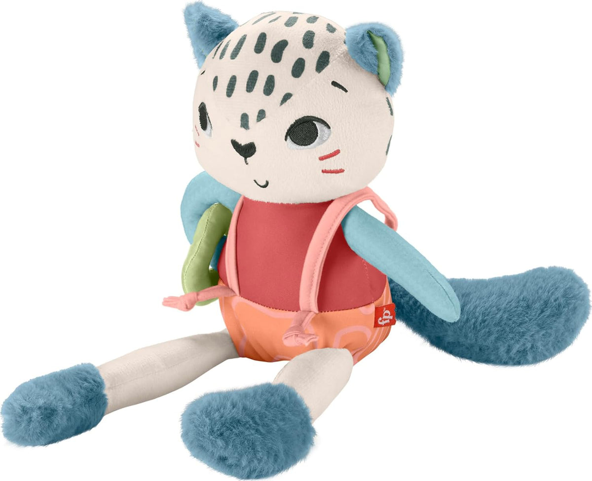 Fisher-Price Baby Toy Planet Friends Spotting Fun Snow Leopard Plush with Sensory Activities for Kids