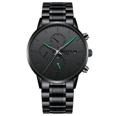 NIBOSI Men's Watches Analog Minimalist Black Dial Watches for Men Business Chronograph Military Casual Wrist Watches Stainless Steel Strap Date - Green