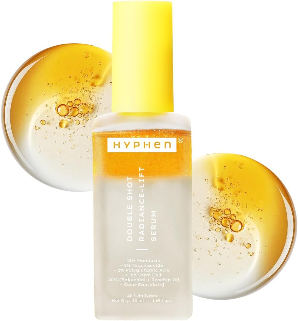 Hyphen 18% Brightening + 20% Collagen Face Serum | Double Serum with 11% Mandarin 5% Niacinamide 2% PGA & Bakuchiol | Brightening & Collagen Boost | Dark Spots & Melanin Reduction | All Skin Type-50ml