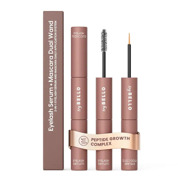 Trybello 2-in-1 Eyelash Growth Serum + Mascara Dual Wand | Natural Lash