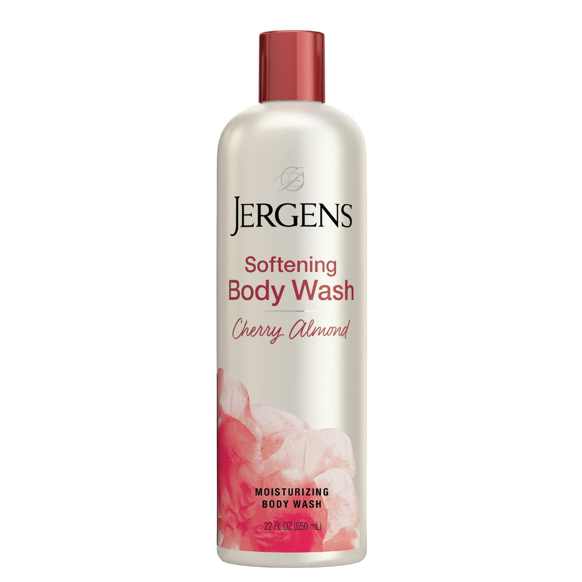 Jergens Softening Cherry Almond Body Wash, Daily Moisturizing Cleanser, Paraben Free, 623g, Enriched with Cherry Almond Oil, pH Balanced, Dye Free, Dermatologist Tested (Packaging May Vary)