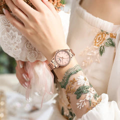 CURREN 9090 Watch for Couple Waterproof Men's Watches Fashion Women's Sports Watches Quartz Movement - ROSE