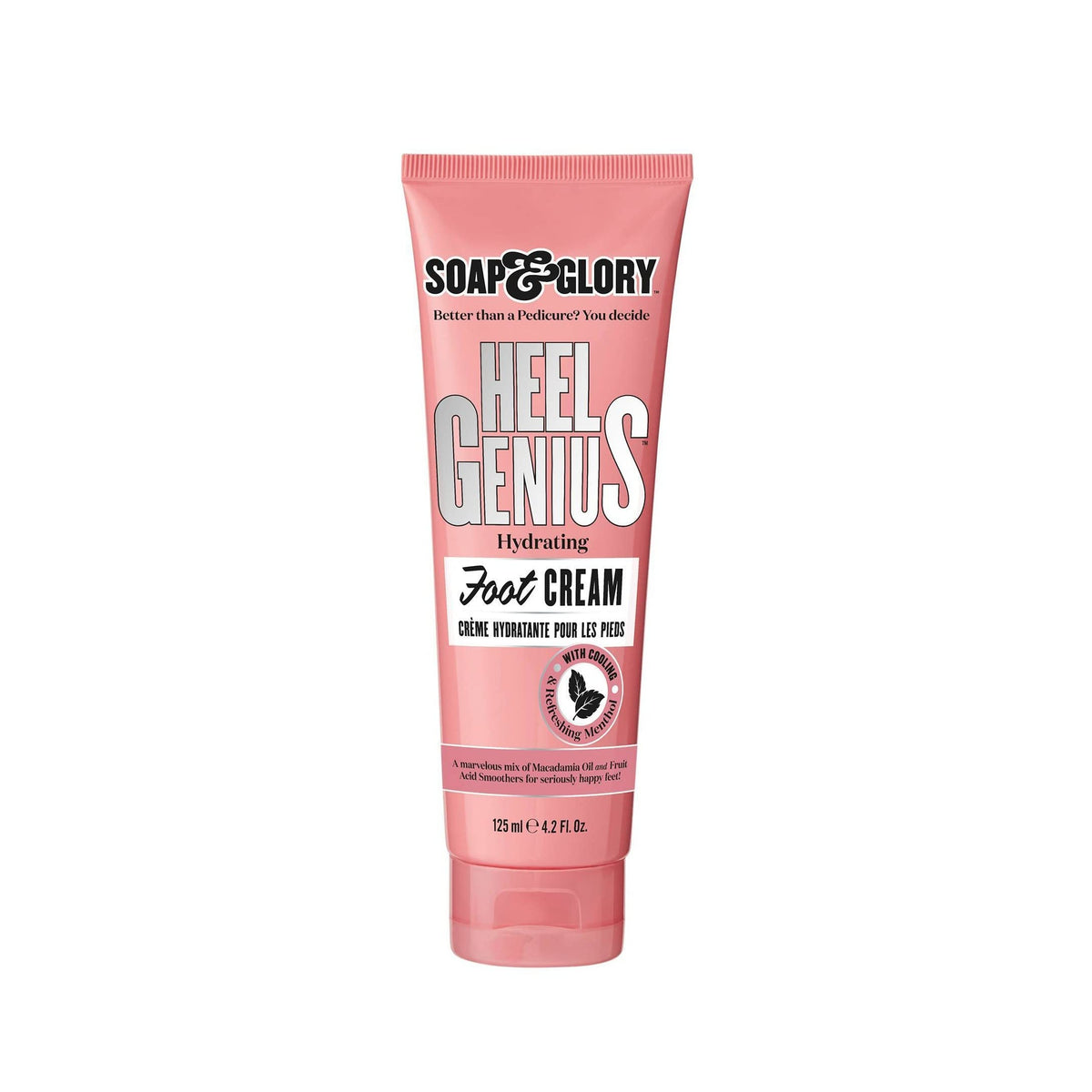 Soap & Glory Heel Genius Moisturizing Foot Cream for Dry, Cracked Feet & Heels - AHA Foot Exfoliator for Dry, Rough Heels - Hydrating Heel Softener for Overnight Repair - 125ml