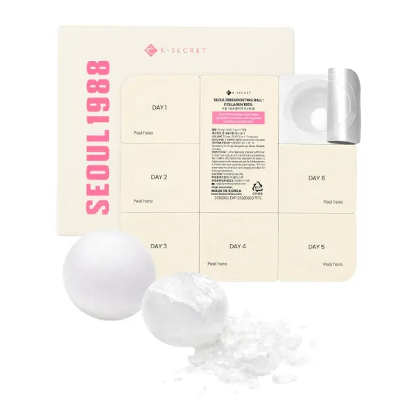 K-SECRET SEOUL 1988 Collagen Boosting Ball – Freeze-Dried 100% Hydrolyzed Collagen | Nourishing Care for Dry Skin & Fine Lines | Korean Skincare, 7 Capsules