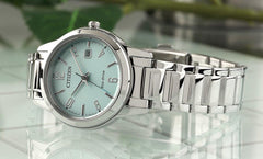 CITIZEN FE1241-71X Women's Analogue Quartz Watch with Stainless Steel Strap, Green, Bracelet