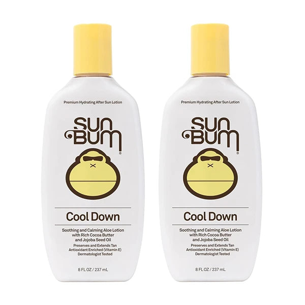Sun Bum Cool Down Aloe Vera Lotion Vegan After Sun Gel With Cocoa Butter To Soothe and Hydrate Sunburned Skin, 8 oz (Pack of 2)