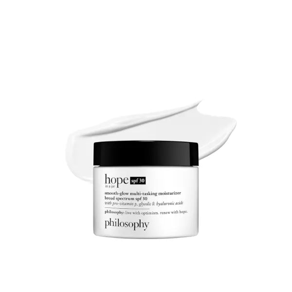 philosophy hope in a jar smooth-glow multi-tasking face moisturizer + spf 30 with pro-vitamin P, glycolic acid & hyaluronic acid - provides deep & long-lasting hydration - 2 fl oz