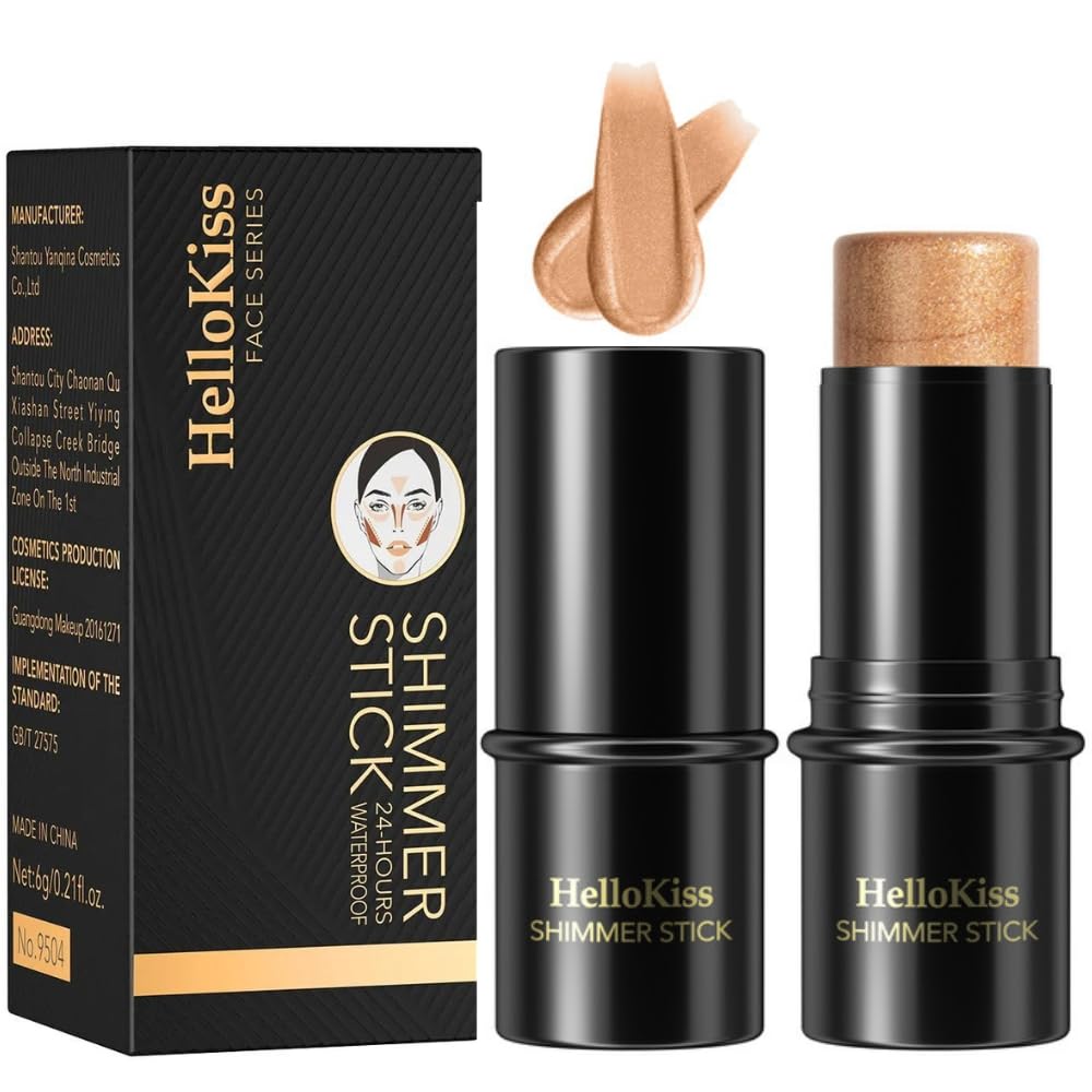 NIKITA.VIVI - Shimmer Stick Makeup Highlighter | Shimmer Cream Powder, Lasting Glow Finish Foundation Stick | Highlighter & Bronzer Pen, Face Brightens & Shades Pencil | Face Series | 6g (#05)