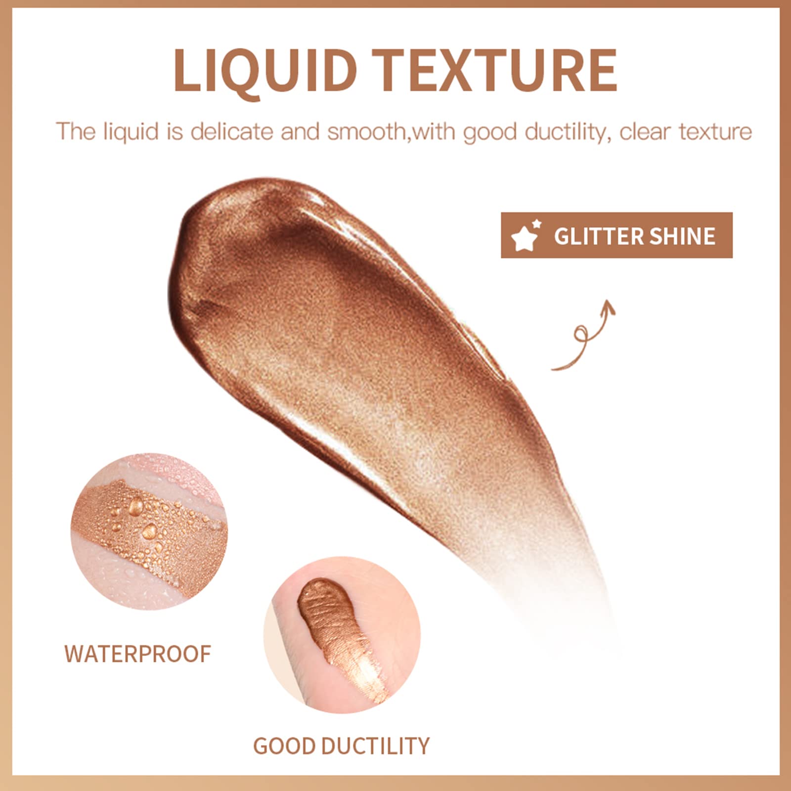 Liquid Body Shimmer, Silky Body Glitter Shimmer Oil, Body Highlighter Liquid Illuminator, Shimmer Lotion for Body Makeup, Cream Body Glow Bronzer Drops Luminizer (Bronze Drops)