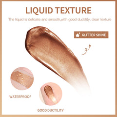 Liquid Body Shimmer, Silky Body Glitter Shimmer Oil, Body Highlighter Liquid Illuminator, Shimmer Lotion for Body Makeup, Cream Body Glow Bronzer Drops Luminizer (Bronze Drops)