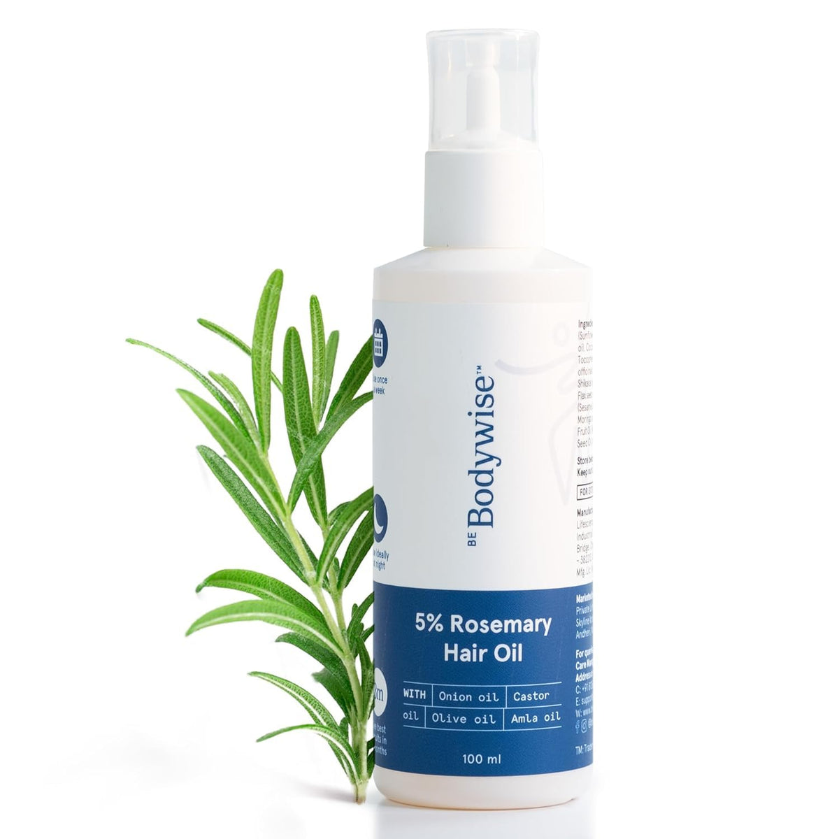 Be Bodywise 5% Rosemary Hair Growth Oil for Hair fall reduction & Scalp Nourishment | Promotes Hair Growth | With Goodness of 14 Essential Oils | Paraben, Mineral Oil Free I 100ml