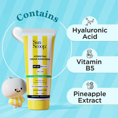 Sunscoop Hydrating Sunscreen | SPF 50+, PA++++ | Mineral Oil & Petroleum Free | Hydrating | Non-Comedogenic | No white cast | 45g
