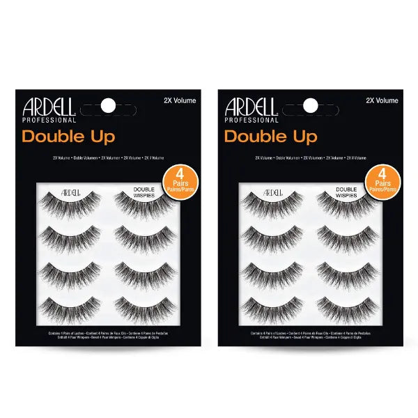 Ardell Double Up Wispies False Eyelashes - Double-Layered for Extra Volume & Dramatic Look, Natural Strip Wispy Lashes, 2 Pack