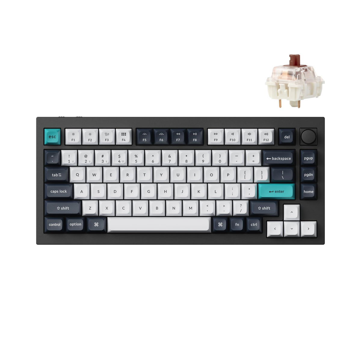 Keychron Q1 Max RGB QMK/VIA Custom Mechanical Keyboard, Hot-Swappable Full Metal Programmable Knob with Gateron Jupiter Brown Switch, 2.4 GHz/Bluetooth/Wired Gaming Keyboard for Mac Windows Linux
