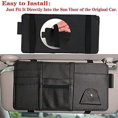 NEAGLORY Car Sun Visor Organizer Auto Car Visor Pocket and Interior Accessories Car Truck Visor Storage Pouch Holder with Multi-Pocket Net Zippers, Black