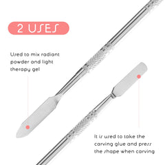 3 Pieces Nail Art Painting Color Toning Gloss Boards Makeup Mixing Palettes Glass Makeup Palettes with Stainless Steel Dual Head Cuticle Pusher