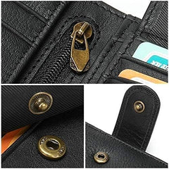 Harroo RFID Protected Men Genuine Leather Wallet Stylish Purse Card Pack Three Fold Wallet Money Clipï¼ˆBlackï¼‰Wallet for Men with Black Gift Box