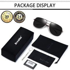 Joopin Polarized Sunglasses for Men, Classic Military Rectangular Sun Glass with Metal Frame UV Protection