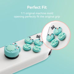 GeekShare Silicone Cross D-Pad Button Caps Set Joystick Cover - ABXY Key Buttons Sticker Compatible with Switch/OLED Game Console - Frog & Axolotl