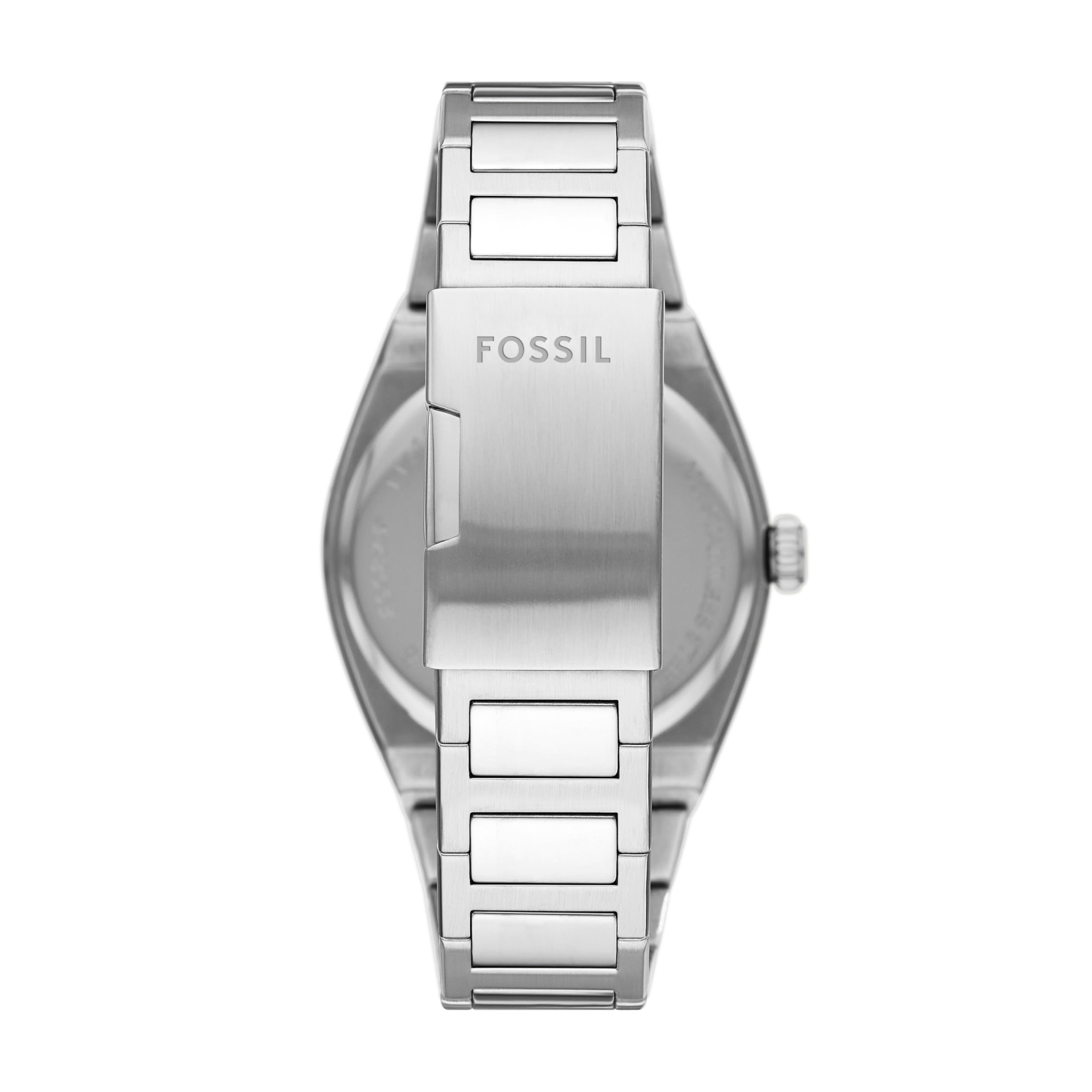 Fossil Everett Men's Watch with Stainless Steel or Leather Band Silver/Blue