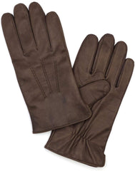 Harssidanzar Men's Italian Sheepskin Leather Gloves - Brown