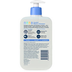 CeraVe Baby Wash & Shampoo | 2-in-1 Tear-Free Baby Wash for Baby Skin & Hair | Fragrance, Paraben, Dye, Phthalates & Sulfate Free for Baby Bath| Baby Soap with Vitamin E | 16 Ounce