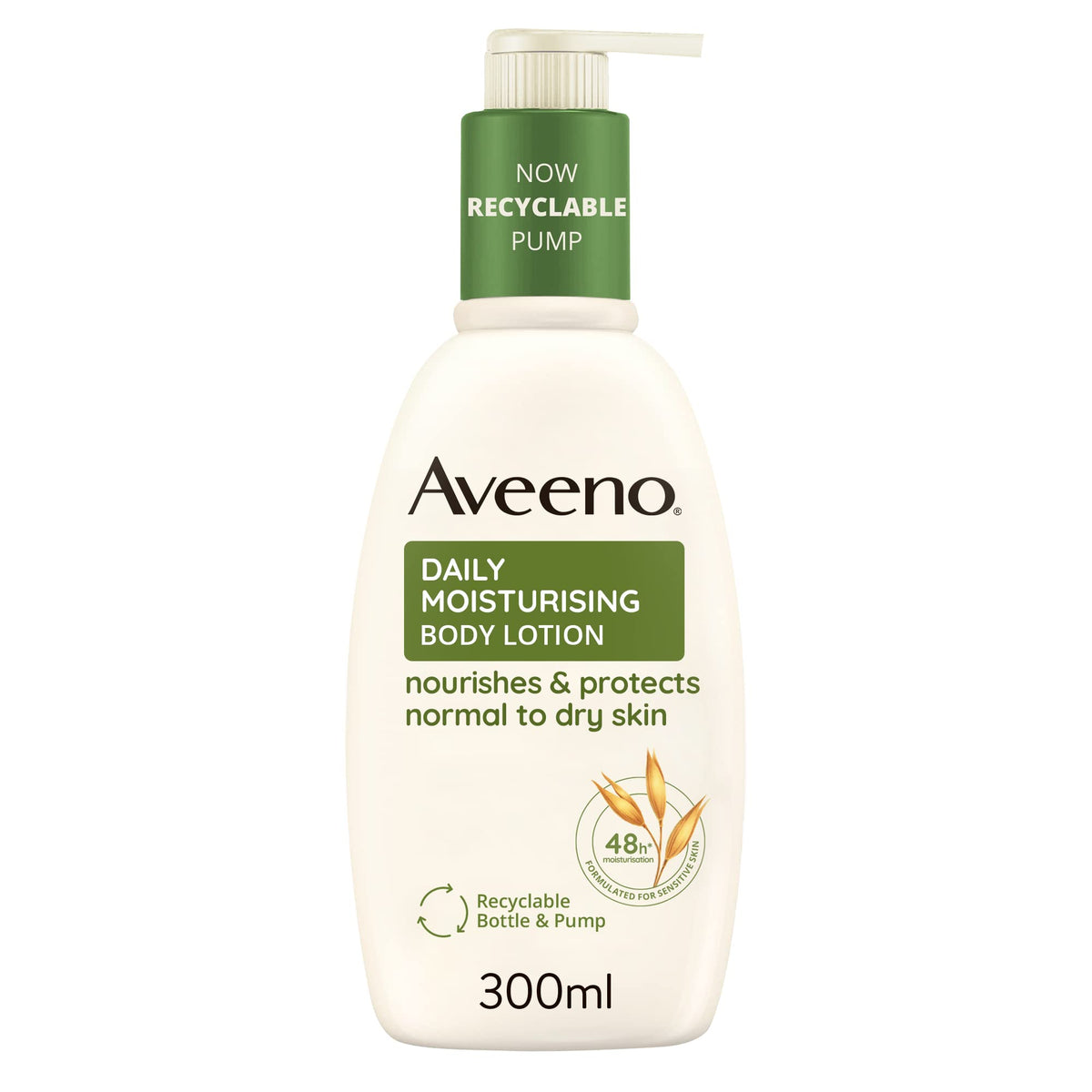 Aveeno Daily Moisturising Body Lotion, With Soothing Oats & Rich Emollients, Suitable For Sensitive Skin, Nourishes and Protects Skin, Fragrance Free, 300ml