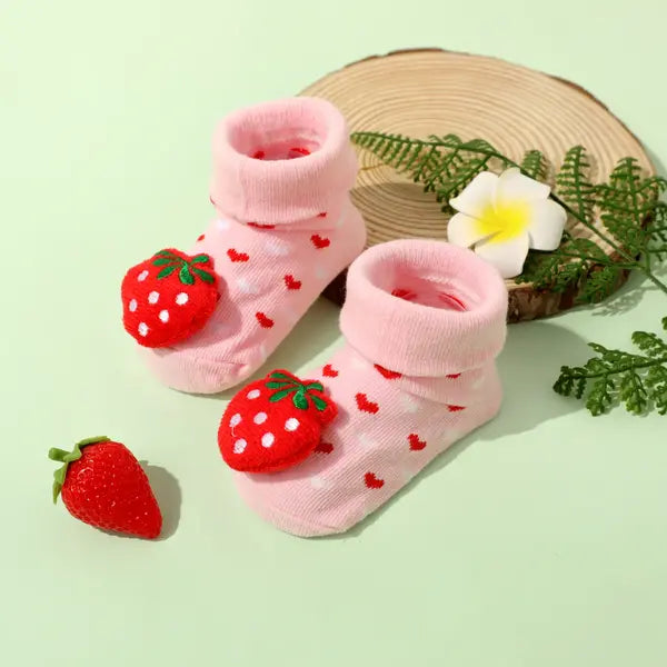 PATPAT Baby Cartoon Animal Fruit Three-dimensional Socks Red