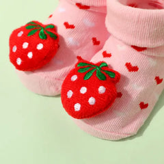 PATPAT Baby Cartoon Animal Fruit Three-dimensional Socks Red