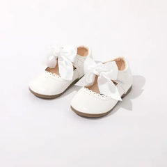 PATPAT Toddler / Kids Wavy Edge Bow Ribbon Decor White Princess Shoes White