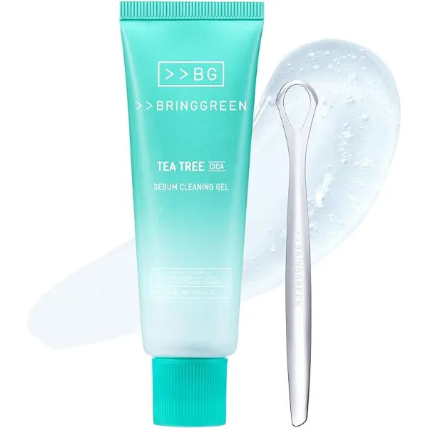 BRING GREEN Tea Tree Cica Sebum Cleaning Gel Set Korean Blackhead Remover & Pore Minimizer with Pore Cleaner Tool Sebum Softener for Face, Nose & Chin Gentle Alternative to Pore Strips & Vacuums