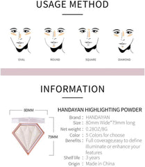 NLLNT Shimmer Powder Highlight Illuminator Facial Highlighter Palette Brightening Makeup High Gloss Face Contour