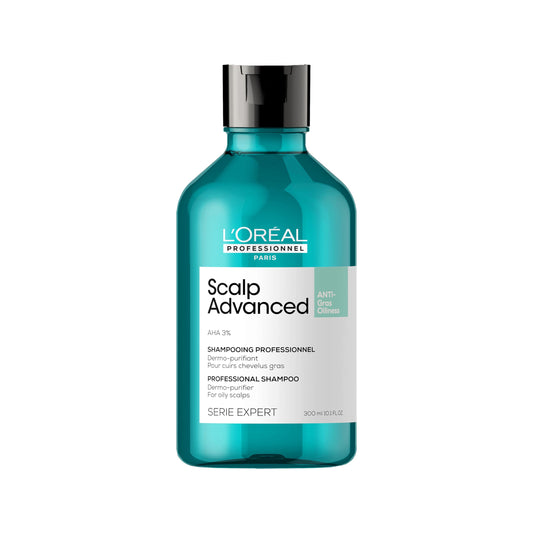 L'Oréal Professionnel Paris, Scalp Advanced Anti-Oiliness Dermo-purifier shampoo For Oily Scalps | Enriched with AHA 3% Instant Sebum Reduction, SERIE EXPERT - 300ml