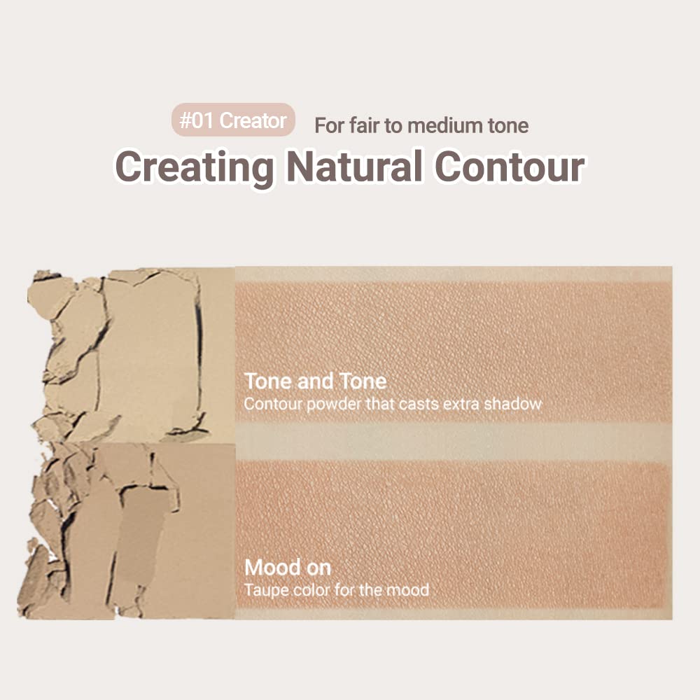 Etude House SET CONTOUR POWDER #01 Creator + Brush 1pc Set of Bronzer And Contour Palette With Brush To Effortlessly Define The Face Like A Selfie Smooth, Velety Texture Natural Look