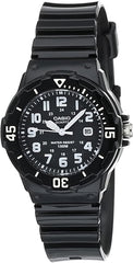 Casio Womens Quartz Watch, Analog Display and Resin Strap Black / Black / White