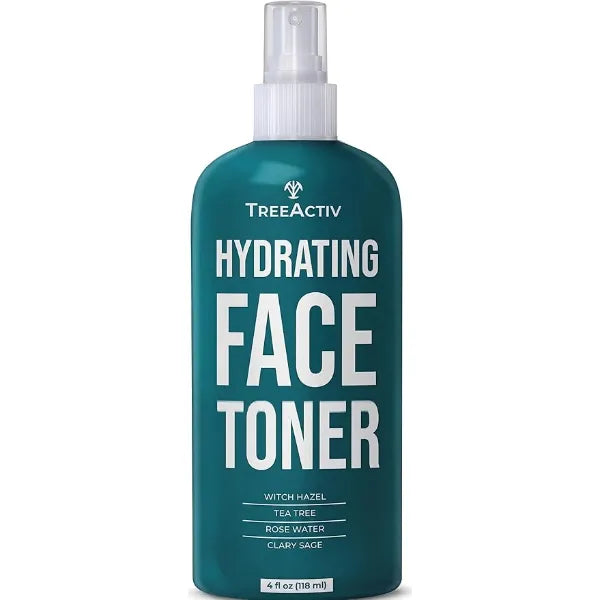 TreeActiv Balancing Herbal Toner | Facial Skin Moisturizer | Witch Hazel | Rose Water | Clary Sage | Tea Tree | Natural Astringent | Alcohol-Free | Reduce Oily Face Acne | Men, Women, Teens | 4 fl oz