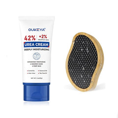 OUKEYA Urea Cream 42 Percent with 2% Salicylic Acid Tube 3 Oz with Glass Foot File Callus Remover