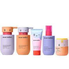 Evereden Kids Haircare & Skincare Bundle Detangling Shampoo Conditioner Leave In Detangling Spray Cloud Face Wash & SPF 20 Mineral Cream Clean, Vegan, Non Toxic for Ages 3+