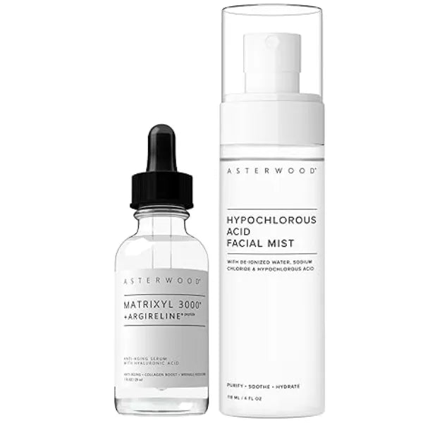 Asterwood Matrixyl 3000 with Argireline Serum 1 oz + Hypochlorous Acid Facial Mist