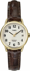 Timex Easy Reader Women's 25 mm Leather Strap Date Window Watch - Brown/Goldtone