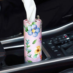Winoo Design Car Tissues Holder with Facial Tissues - 4 PK - Travel Tissue Tubes for Car Box Container Perfect Fit for Car Cup Holder Car Tissues Cylinder (Pink)