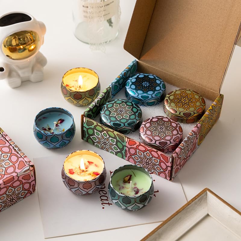 AYVICCO 4 Pack Scented Candles Gift Set 80g x 4 100% Pure Natural Soy Wax Portable Travel Aromatherapy Tin Jar Candle for Birthday Christmas Valentine's Mother's Thanksgiving Day Women & Mom Gifts