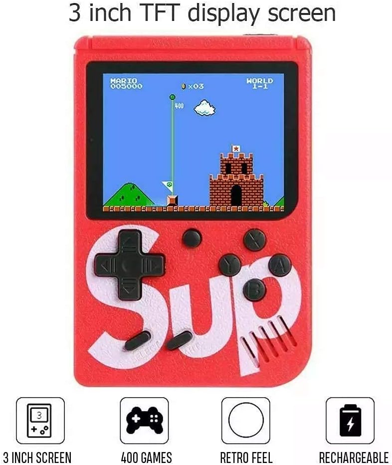AWH SUP Game Box Plus 400 in 1 Retro Games UPGRADED VERSION mini Portable Console Handheld Gift By PRIME TECH ™ (Blue)