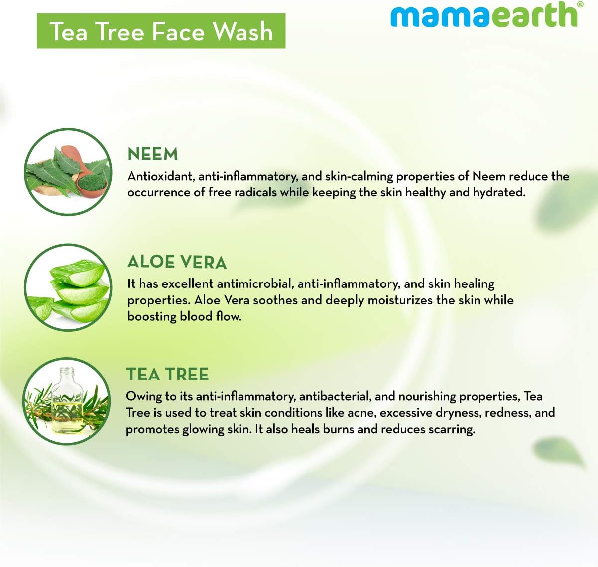 Mamaearth Tea Tree Face Wash with Neem for Acne & Pimples - 250ml